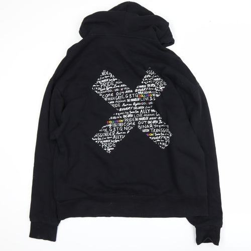Collusion Men's Black Graphic Print Pullover Hoodie Size S