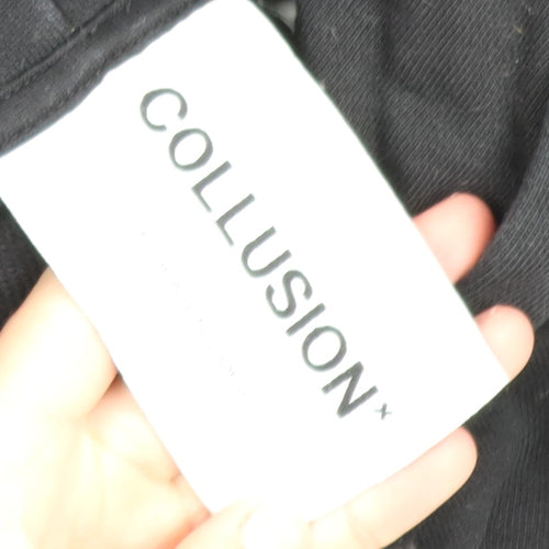 Collusion Men's Black Graphic Print Pullover Hoodie Size S