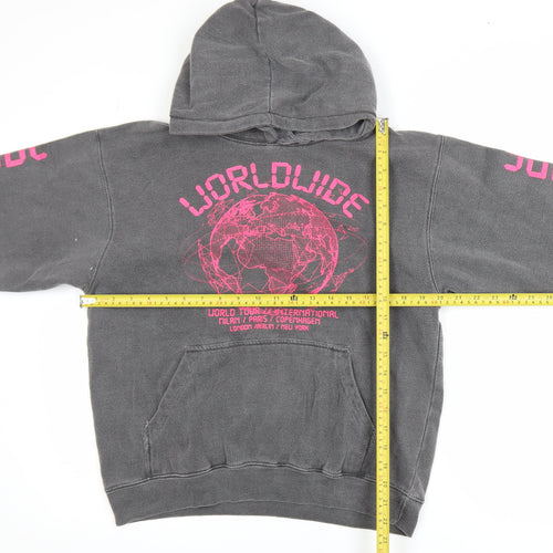 PrettyLittleThing Women’s Grey Worldwide Print Pullover Hoodie Size S