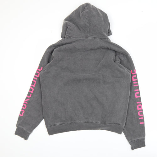 PrettyLittleThing Women’s Grey Worldwide Print Pullover Hoodie Size S