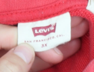 Levi's Women Red 3XL 1/4 Zip Logo Sweatshirt Cotton Casual