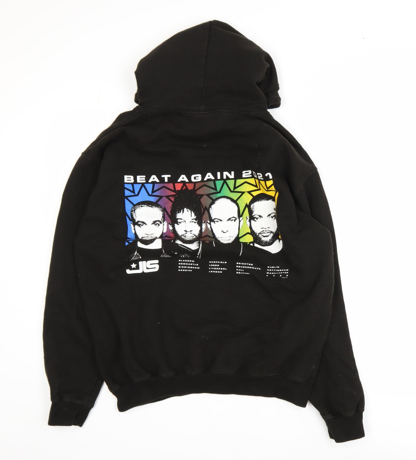 Just Hoods Mens Black M Pullover Hoodie JLS Beat Again Tour 2021 Graphic