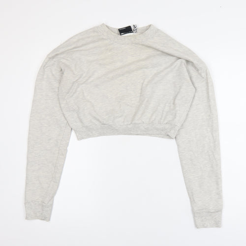 ASOS Design Women's Grey Cropped Pullover Sweatshirt Size 10