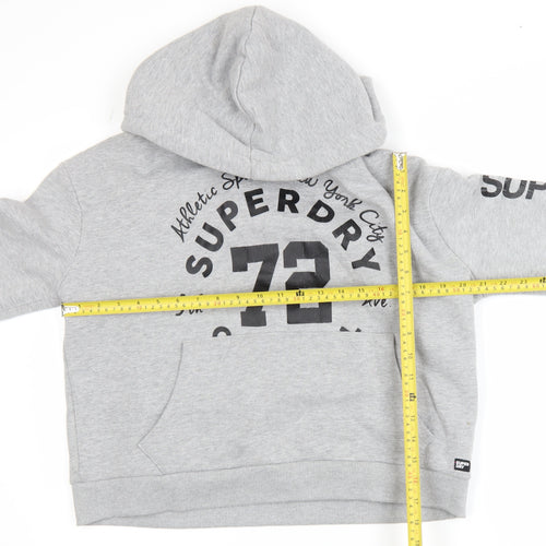 Superdry Women Grey Hoodie Size S Pullover Graphic Print Sweatshirt