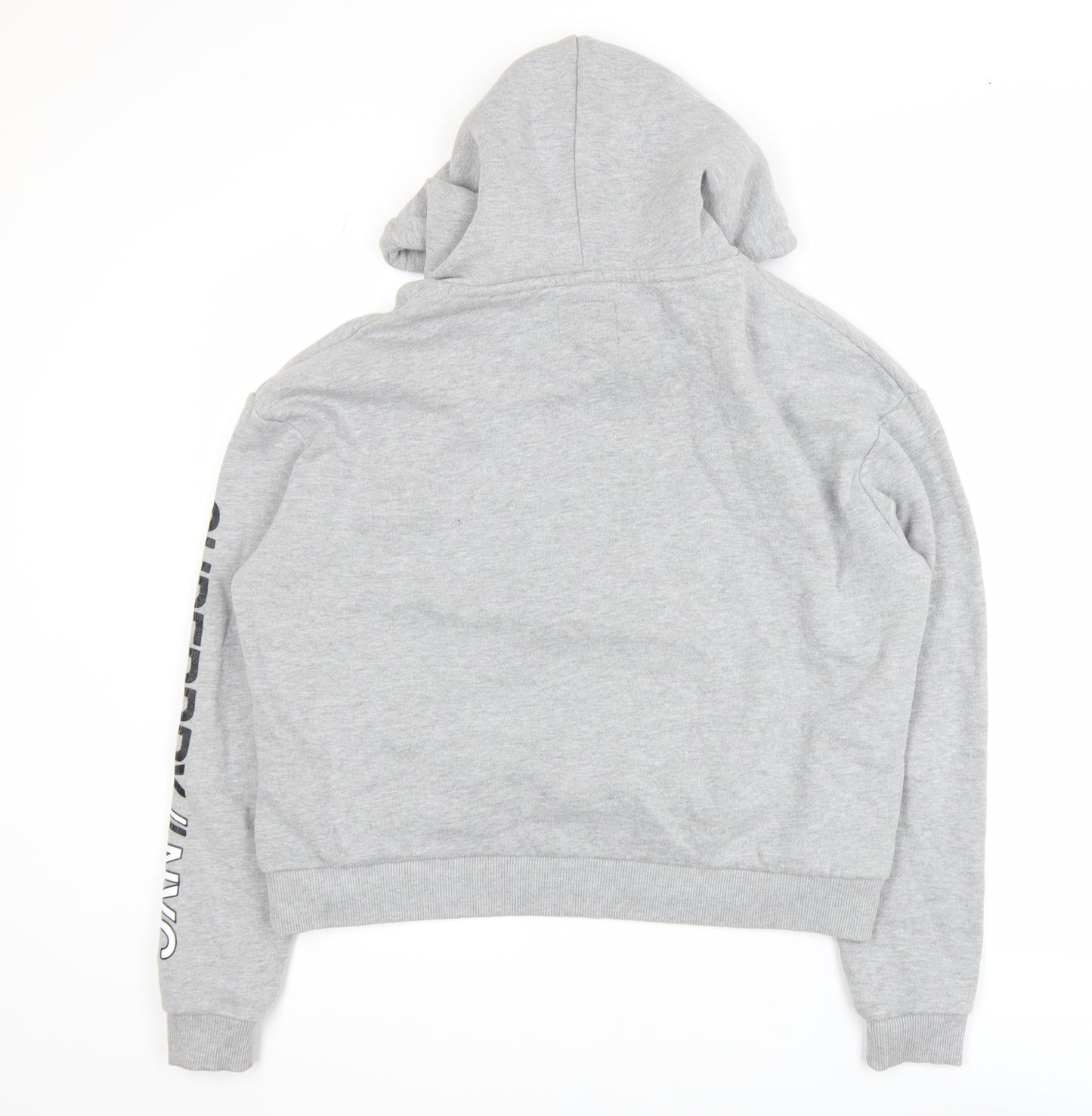 Superdry Women Grey Hoodie Size S Pullover Graphic Print Sweatshirt