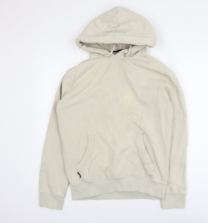 Superdry Women Beige Small Pullover Hoodie with Logo Front