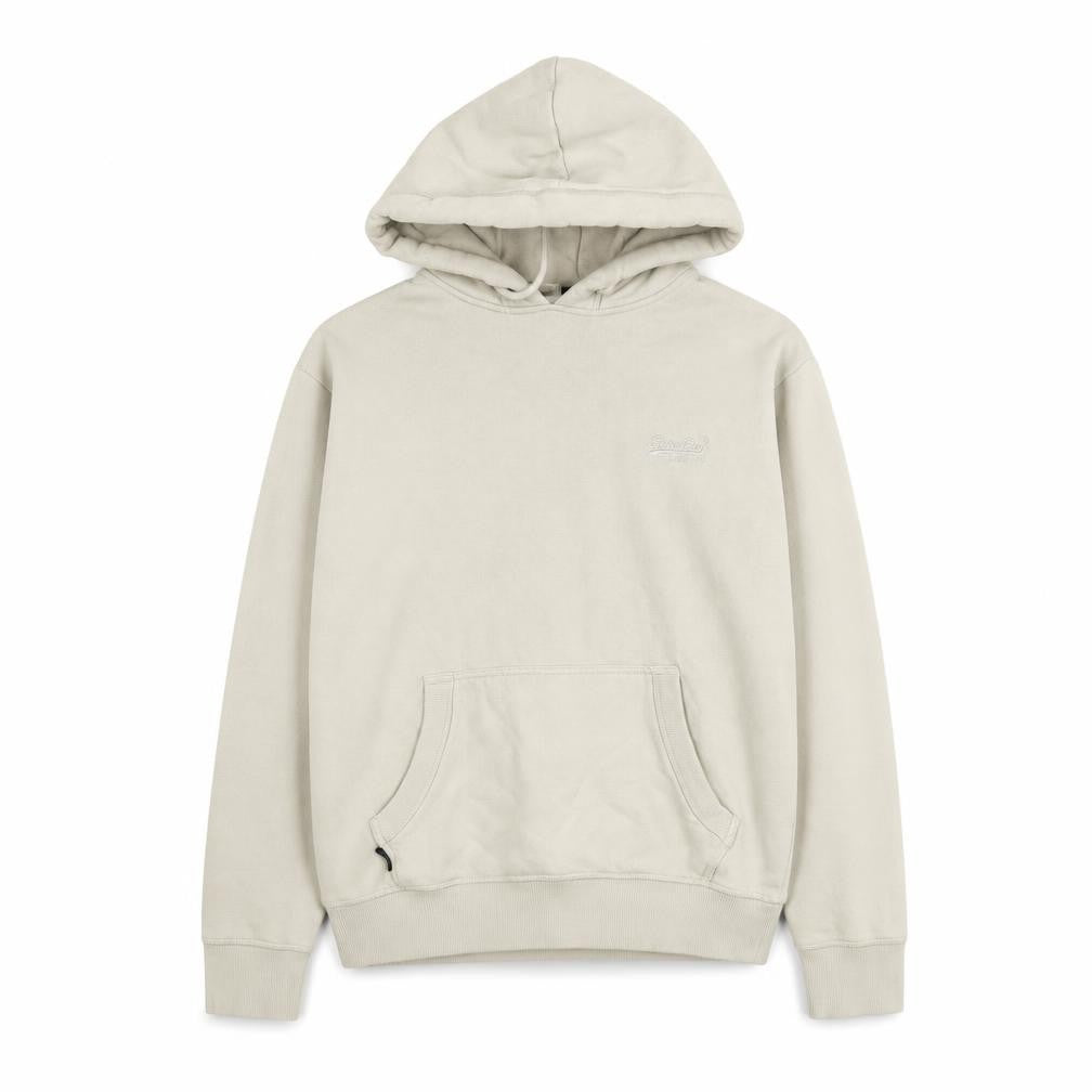 Front view of Superdry Women Beige Small Pullover Hoodie with Logo Front