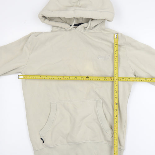 Superdry Women Beige Small Pullover Hoodie with Logo Front