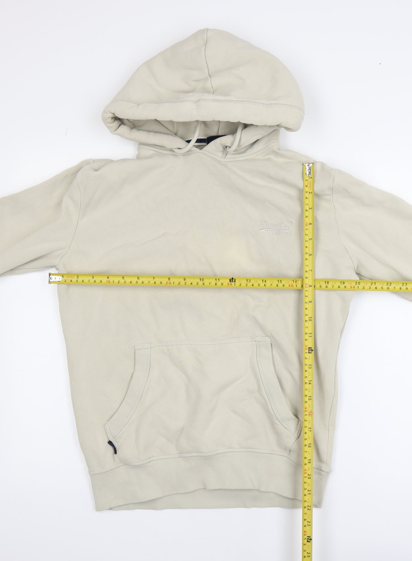 Superdry Women Beige Small Pullover Hoodie with Logo Front