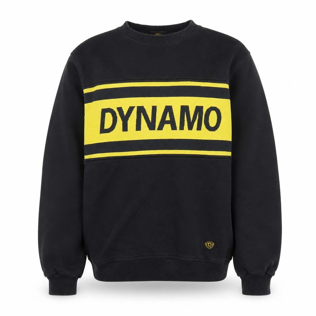 Front view of Dresden Men's Black Yellow Graphic Pullover Sweatshirt M