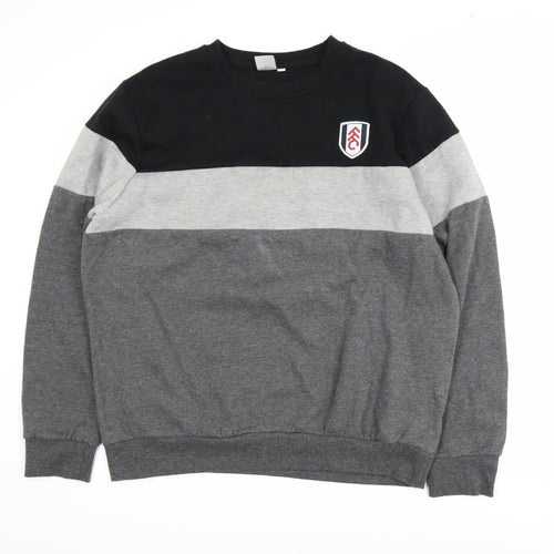 Fulham FC Men's Grey Colour Block Sweatshirt XL Crew Neck Pullover
