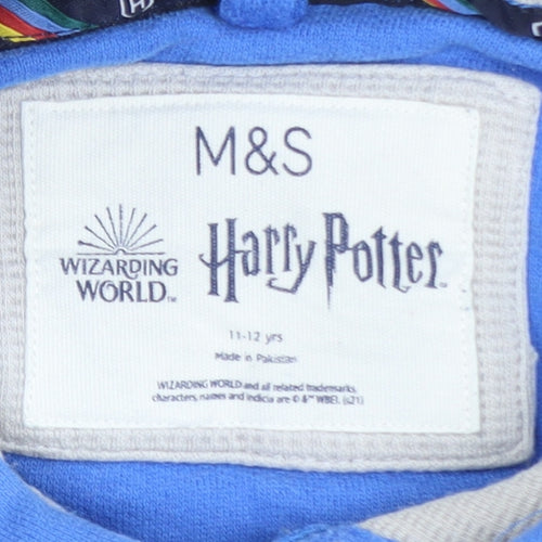 Marks and Spencer Boys Blue Ravenclaw Hoodie Harry Potter 11-12 Years Pullover
