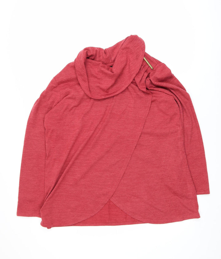 TIGI Women’s Red Cowl Neck Long Sleeve Wrap Plus Size 18/20 Top