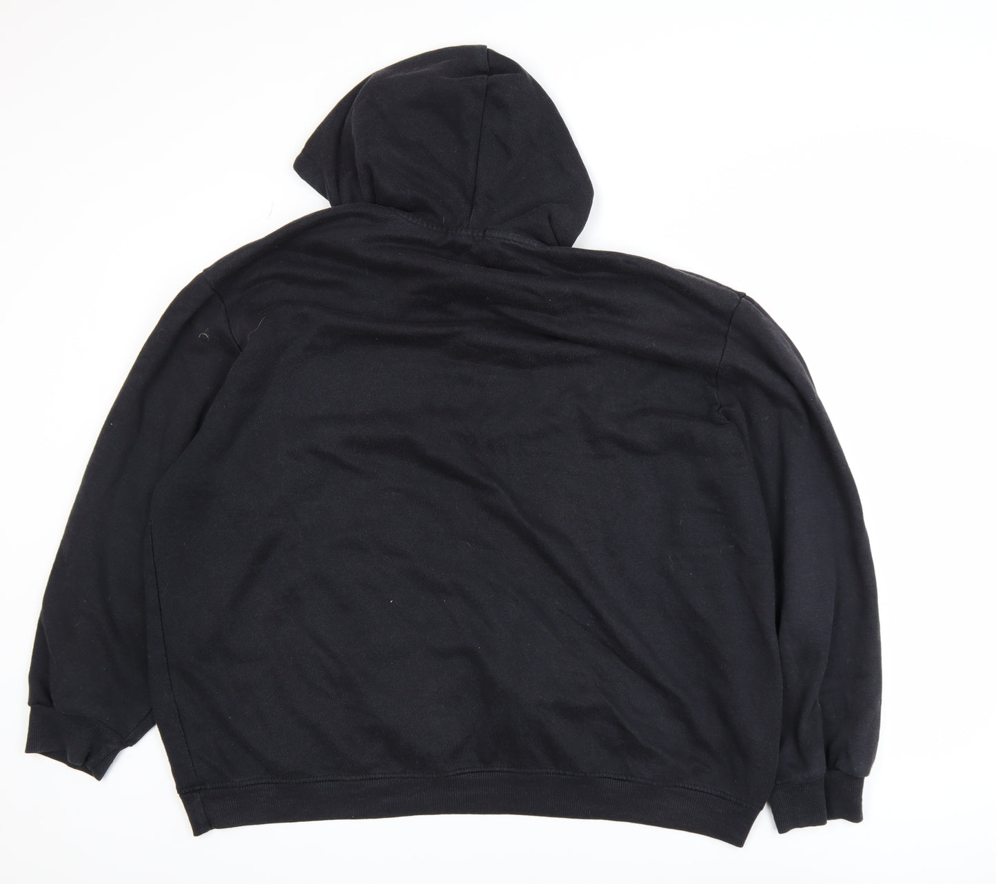 boohooMAN Men’s Black Pullover Hoodie L Embroidered MAN Logo Fleece