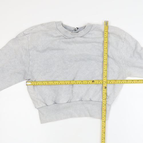 ASOS DESIGN Women Grey Cropped Pullover Sweatshirt UK 8 Cotton