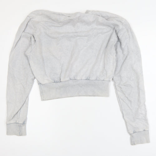 ASOS DESIGN Women Grey Cropped Pullover Sweatshirt UK 8 Cotton