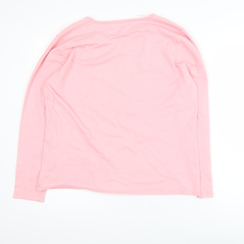 Classic Womens Pink Long Sleeve Pullover Sweatshirt Size L