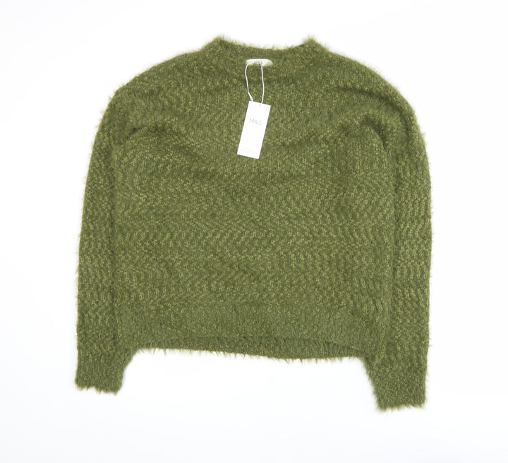 Marks and Spencer Women's Green Chunky Knit Pullover Jumper Size M