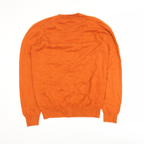Crew Clothing Company Men's Orange V-Neck Cotton Jumper Size S