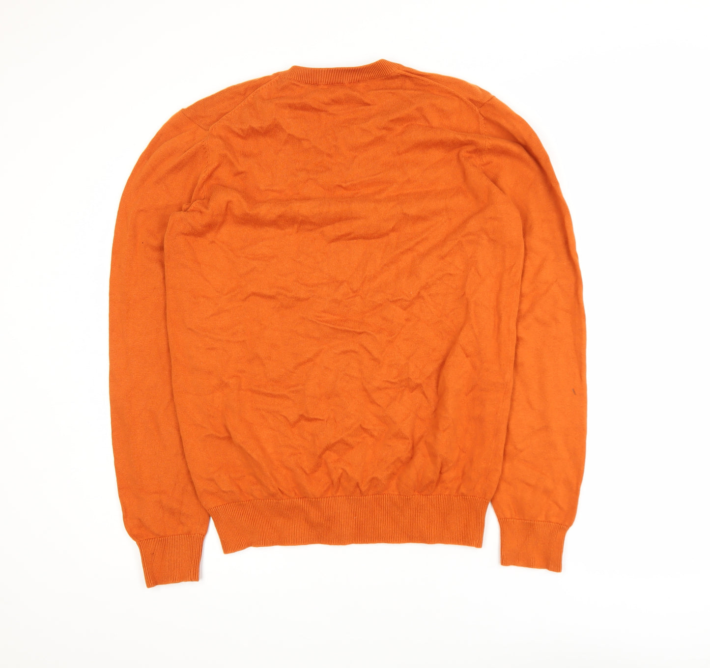 Crew Clothing Company Men's Orange V-Neck Cotton Jumper Size S
