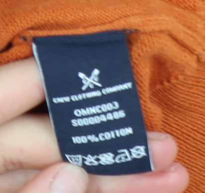 Crew Clothing Company Men's Orange V-Neck Cotton Jumper Size S