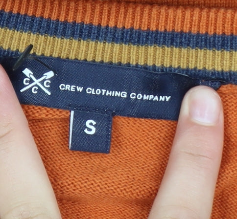 Crew Clothing Company Men's Orange V-Neck Cotton Jumper Size S