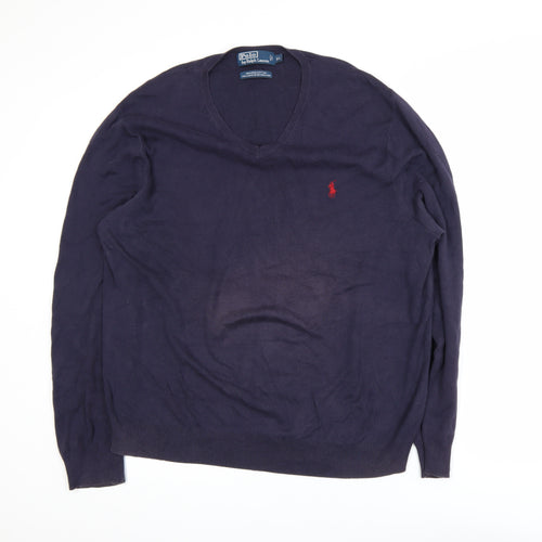 Ralph Lauren Men's Blue V-Neck Cotton Pullover Sweatshirt XL