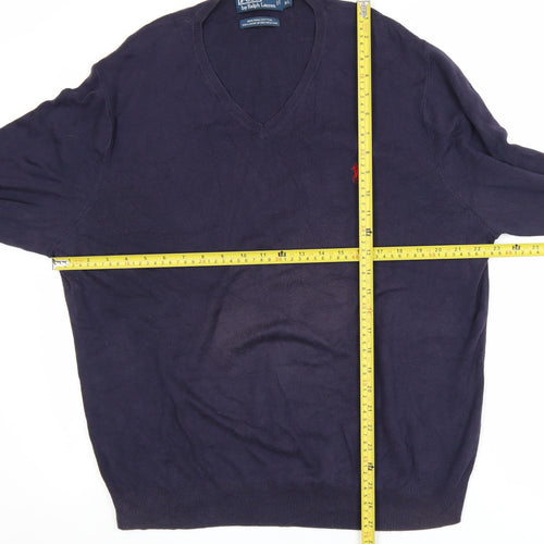 Ralph Lauren Men's Blue V-Neck Cotton Pullover Sweatshirt XL