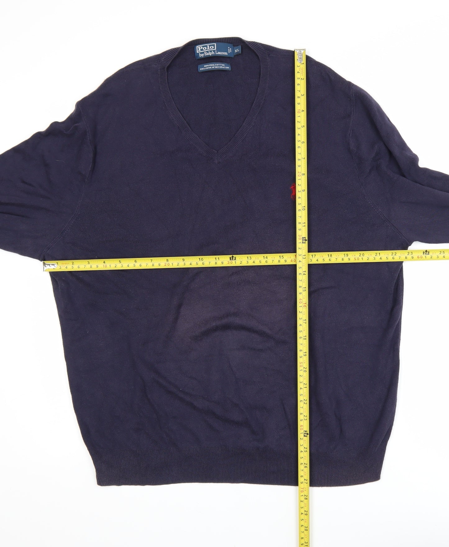 Ralph Lauren Men's Blue V-Neck Cotton Pullover Sweatshirt XL