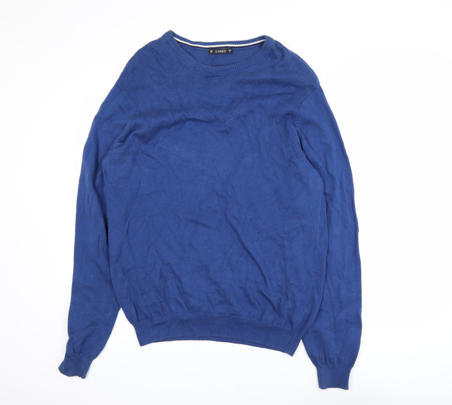 Dunnes Men's Blue Cotton Crew Neck Pullover Jumper Size M