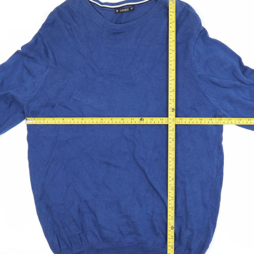 Dunnes Men's Blue Cotton Crew Neck Pullover Jumper Size M