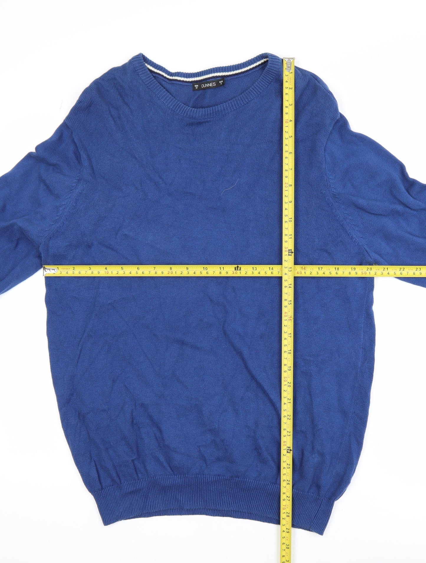 Dunnes Men's Blue Cotton Crew Neck Pullover Jumper Size M
