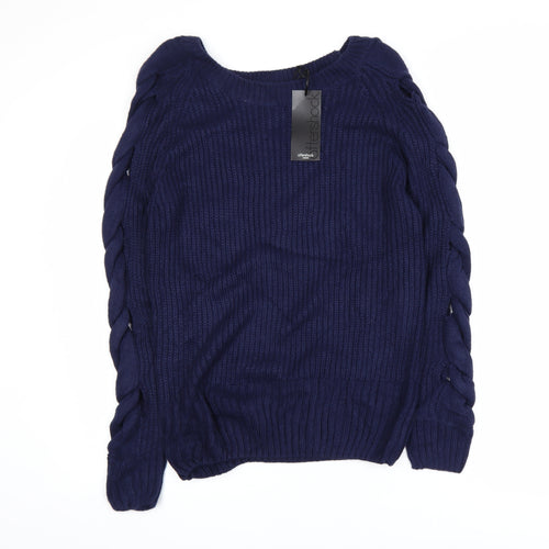 Aftershock London Women's Blue Cable-Knit Pullover Jumper Size S