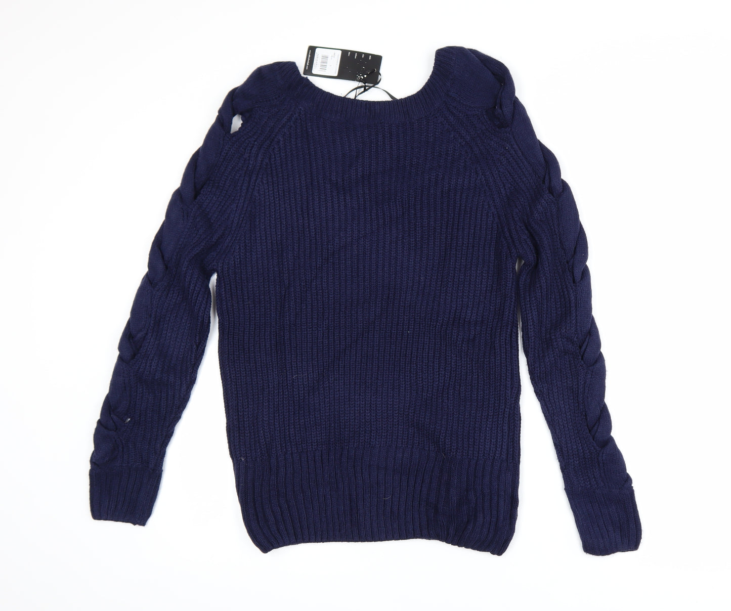 Aftershock London Women's Blue Cable-Knit Pullover Jumper Size S