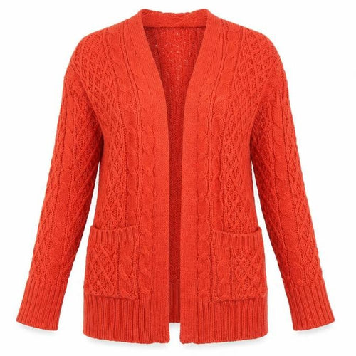 Next Women’s Orange Cable Knit Long Sleeve Open Cardigan XS