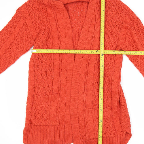 Next Women’s Orange Cable Knit Long Sleeve Open Cardigan XS
