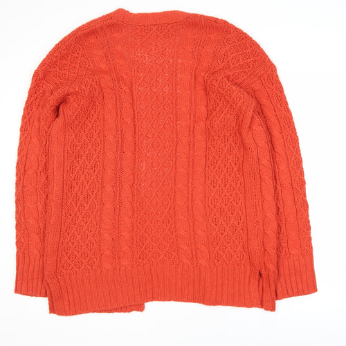 Next Women’s Orange Cable Knit Long Sleeve Open Cardigan XS
