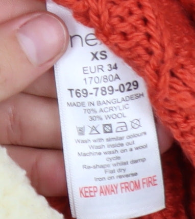 Next Women’s Orange Cable Knit Long Sleeve Open Cardigan XS