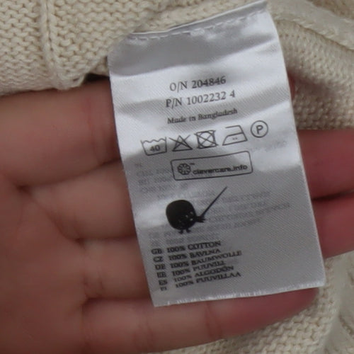 Monki Women's Beige Cable-Knit Cotton Sleeveless Vest Jumper Size S