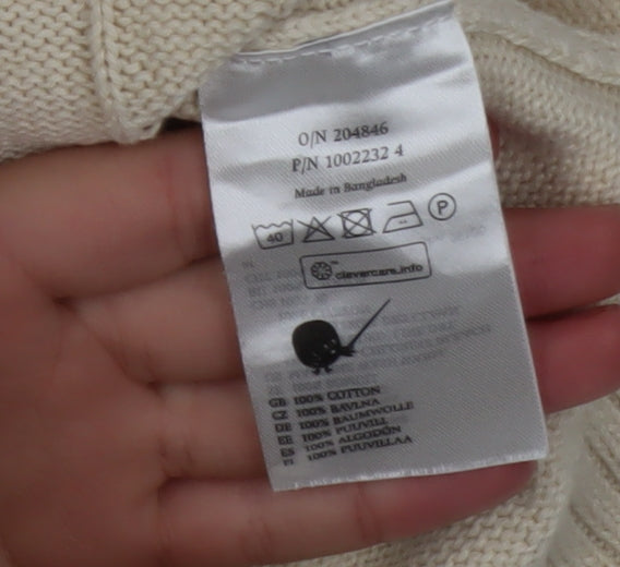 Monki Women's Beige Cable-Knit Cotton Sleeveless Vest Jumper Size S