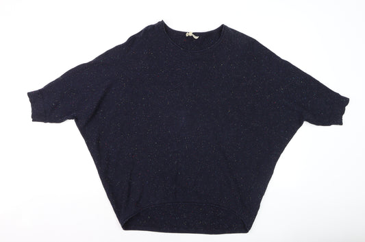 Phase Eight Women's Blue Relaxed Short Sleeve Cotton Cashmere Jumper M