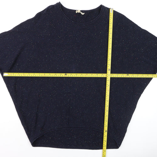 Phase Eight Women's Blue Relaxed Short Sleeve Cotton Cashmere Jumper M