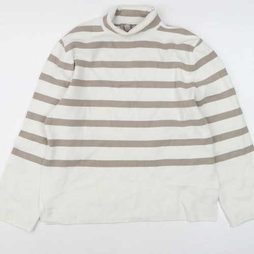 H&M Women’s Beige Striped Roll Neck Pullover Jumper XS