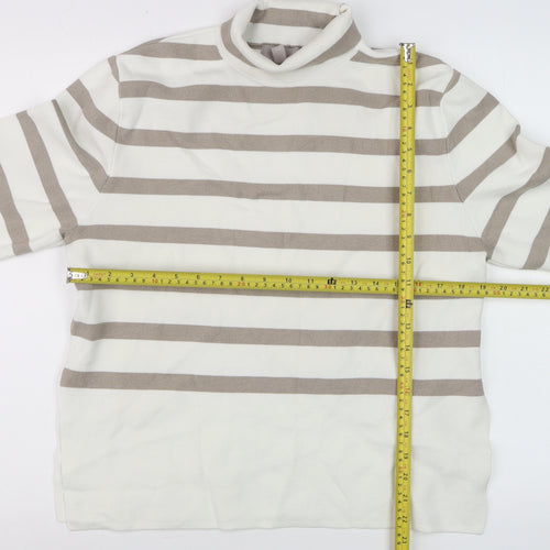 H&M Women’s Beige Striped Roll Neck Pullover Jumper XS