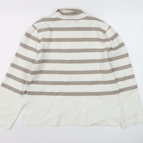 H&M Women’s Beige Striped Roll Neck Pullover Jumper XS
