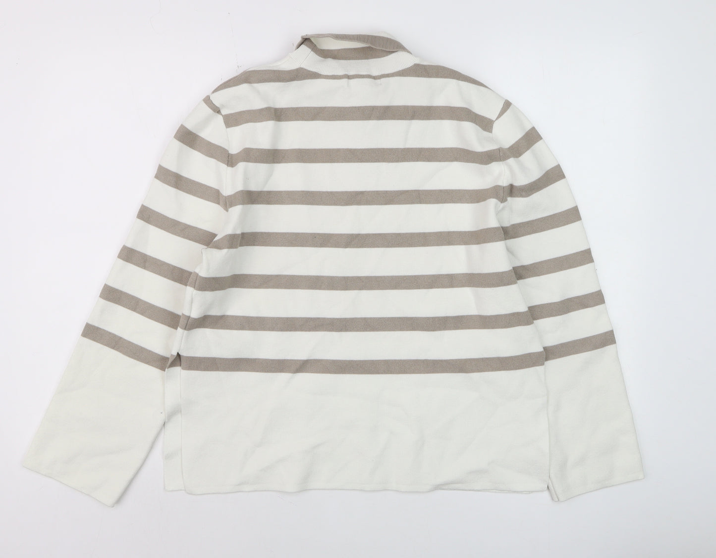 H&M Women’s Beige Striped Roll Neck Pullover Jumper XS