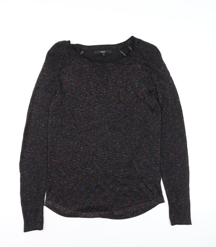 Next Womens Black Sparkle Knit Pullover Jumper Size 10