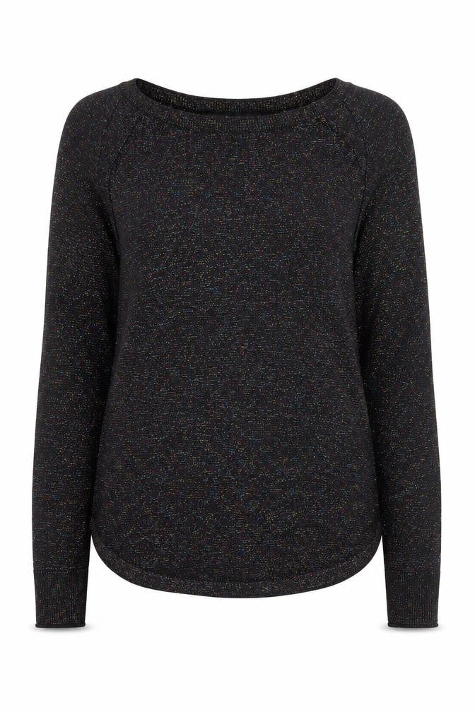 Front view of Next women’s black sparkle knit jumper, size UK 10