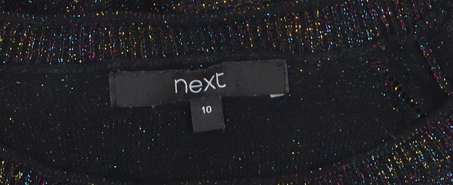 Next Womens Black Sparkle Knit Pullover Jumper Size 10