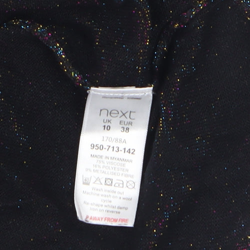 Next Womens Black Sparkle Knit Pullover Jumper Size 10